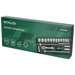 Zestaw kluczy nasadowych 1/2" 25 elementów Stalco S-54009